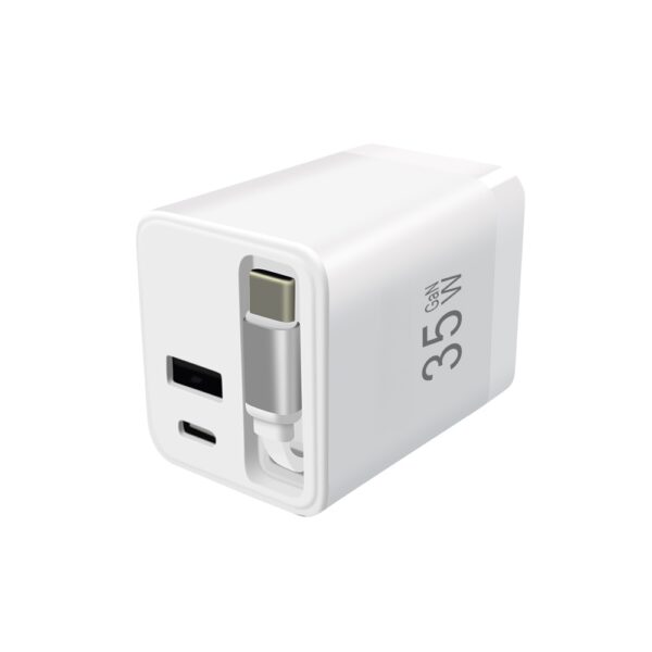 35W Dual Port Fast Charger (With retractable cord) - Image 3