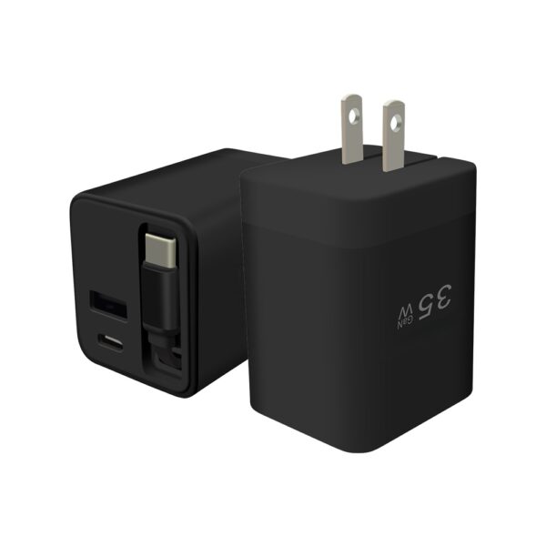 35W Dual Port Fast Charger (With retractable cord) - Image 5