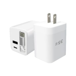 35W Dual Port Fast Charger (With retractable cord)